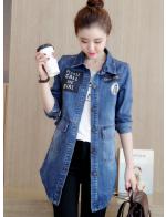 พรีออเดอร์ เสื้อกันหนาว  แขนยาว แฟชั่น เสื้อคลุมยีนส์ คอปก ปักลาย สี ยีีนส์เข้ม  พรีออเดอร์ เสื้อกันหนาว  แขนยาว แฟชั่น เสื้อคลุมยีนส์ คอปก ปักลาย สี ยีีนส์เข้ม