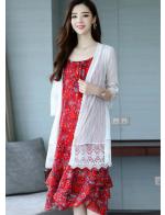 พรีออเดอร์ เดรสยาว สายเดี่ยวลายดอกแฟชั่น สวย ๆ สไตลเกาหลี ได้พร้อมกับเสื้อคลุมสีขาว มีสี เหลือง และแดงสด พรีออเดอร์ เดรสยาว สายเดี่ยวลายดอกแฟชั่น สวย ๆ สไตลเกาหลี ได้พร้อมกับเสื้อคลุมสีขาว มีสี เหลือง และแดงสด