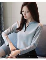 พรีออเดอร์ เสื้อเชิ้ต แขนยาว คอจีนสวย ๆสไตลเกาหลี ใส่ทำงานได้ สี เทา พรีออเดอร์ เสื้อเชิ้ต แขนยาว คอจีนสวย ๆสไตลเกาหลี ใส่ทำงานได้ สี เทา