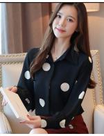 พรีออเดอร์ เสื้อเชิ้ต คอปก แขนยาว ลายจุดใหญ่ ชุดทำงาน สไตลเกาหลี ใส่เที่ยวได้ มีสี ดำ และขาว พรีออเดอร์ เสื้อเชิ้ต คอปก แขนยาว ลายจุดใหญ่ ชุดทำงาน สไตลเกาหลี ใส่เที่ยวได้ มีสี ดำ และขาว