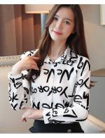 พรีออเดอร์ เสื้อแฟชั่น คอปก เสื้อเชิ๊ต แขนยาว ชุดทำงาน พิมพ์ลาย สีขาว และเขียว พรีออเดอร์ เสื้อแฟชั่น คอปก เสื้อเชิ๊ต แขนยาว ชุดทำงาน พิมพ์ลาย สีขาว และเขียว