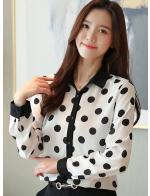พรีออเดอร์ เสื้อเชิ้ต คอปก แขนยาว ลายจุดใหญ่ เสื้อผ้าแฟชั่น ผู้หญิง ชุดทำงาน สี เขียว ดำ แดง พรีออเดอร์ เสื้อเชิ้ต คอปก แขนยาว ลายจุดใหญ่ เสื้อผ้าแฟชั่น ผู้หญิง ชุดทำงาน สี เขียว ดำ แดง