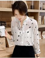 พรีออเดอร์ เสื้อเชิ้ต  แขนยาว คอจีน ผ้าชีฟอง ลายดาว สี ขาว พรีออเดอร์ เสื้อเชิ้ต  แขนยาว คอจีน ผ้าชีฟอง ลายดาว สี ขาว