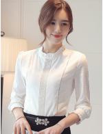 พรีออเดอร์ เสื้อเชิ้ต คอสูง แต่งระบายที่คอ แขนยาว ใส่ทำงานสไตลเกาหลีสวย ๆ สี ขาว ใส่ออกงานได้ พรีออเดอร์ เสื้อเชิ้ต คอสูง แต่งระบายที่คอ แขนยาว ใส่ทำงานสไตลเกาหลีสวย ๆ สี ขาว ใส่ออกงานได้