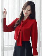 พรีออเดอร์ เสื้อแฟชั่น แขนยาว จั๊มข้อมือ เสื้อทำงาน ชีฟองเนื้อหนา สี แดงเข้ม พรีออเดอร์ เสื้อแฟชั่น แขนยาว จั๊มข้อมือ เสื้อทำงาน ชีฟองเนื้อหนา สี แดงเข้ม