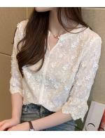 พรีออเดอร์ เสื้อแฟชั่น แขนสั้น เสื้อคอจีน ปักลายดอกไม้สีขาว ใส่ทำงานได้ เสื้อผ้าเกาหลี สี ขาว พรีออเดอร์ เสื้อแฟชั่น แขนสั้น เสื้อคอจีน ปักลายดอกไม้สีขาว ใส่ทำงานได้ เสื้อผ้าเกาหลี สี ขาว