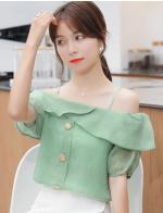 พรีออเดอร์ เสื้อสายเดี่ยว เสื้อชีฟองสวย ๆใส่ออกงาน ใส่ไปงานแต่ง สไตลเกาหลี ผ้าชีฟอง สี เขียว  ขาว พรีออเดอร์ เสื้อสายเดี่ยว เสื้อชีฟองสวย ๆใส่ออกงาน ใส่ไปงานแต่ง สไตลเกาหลี ผ้าชีฟอง สี เขียว  ขาว