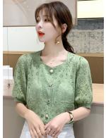 พรีออเดอร์ เสื้อแฟชั่น แต่งฉะลุทั้งตัว คอกลม แขนสั้น เสื้อออกงาน ใส่ไปงานได้ สไตลเกาหลี ขาว และเขียว พรีออเดอร์ เสื้อแฟชั่น แต่งฉะลุทั้งตัว คอกลม แขนสั้น เสื้อออกงาน ใส่ไปงานได้ สไตลเกาหลี ขาว และเขียว