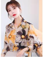 พรีออเดอร์ เสื้อแขนยาว คอเชิ้ต เสื้อเชิ้ตคอปก ลายดอกไม้ใหญ่ กระดุมหน้า สี น้ำตาล พรีออเดอร์ เสื้อแขนยาว คอเชิ้ต เสื้อเชิ้ตคอปก ลายดอกไม้ใหญ่ กระดุมหน้า สี น้ำตาล